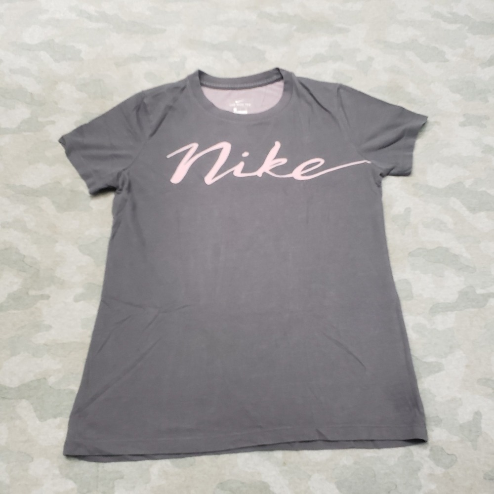 Nike Top Womens Small Gray Dri-Fit Short Sleeve